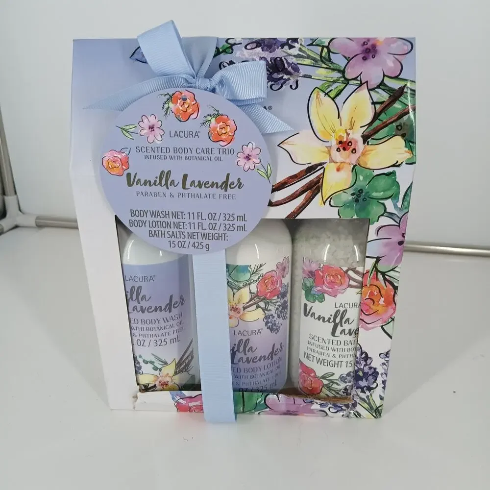 Lacura Scented Body Care Trio Vanilla Lavender Botanical Oil Infused USA Seller